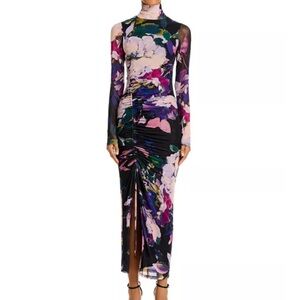 Aqua Multicolor Floral Long Sleeve Dress